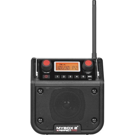 PerfectPro MYBOX 2 Radio de construcción - FM RDS - entrada auxiliar - funciona a electricidad y batería