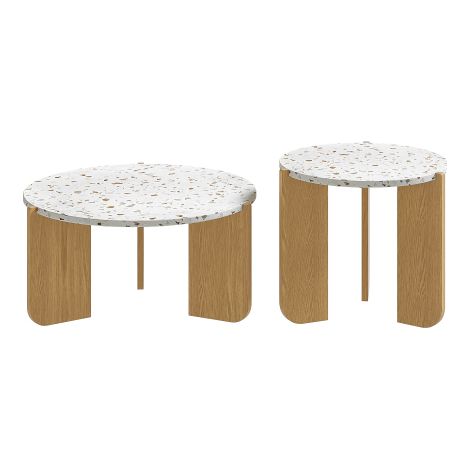 SOGES Table basse modulaire moderne, table d'appoint, ensemble de table basse pour salon, table de chevet pour canapé et balcon, lot de 2 (1/5)
