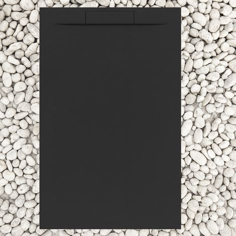 Duschwanne 100X100 cm schwarz Vulcano Line PLUS aus Harz und Marmorpulver mit Seitengitter aus MARMORESINA - FRASCIO