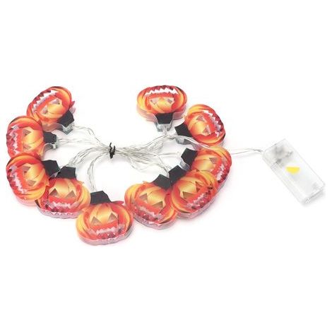 Guirlande lumineuse citrouille 10 LED, à piles, accessoires de lampes décoratives pour Halloween (1/5)