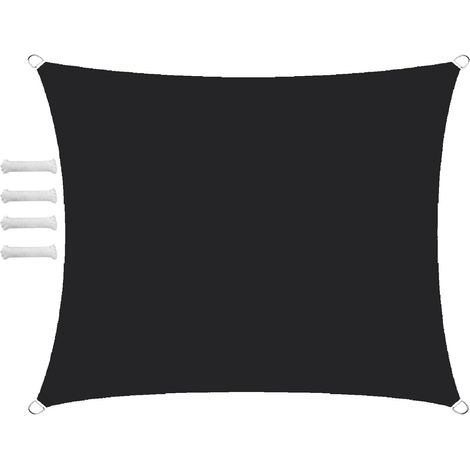 Voile D'ombrage - Voile Solaire Tissu Oxford Rectangulaire 2x3 M -Crème-noir (1/5)