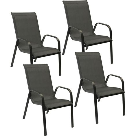 Set di 4 sedie MARBELLA in textilene grigio - alluminio grigio antracite