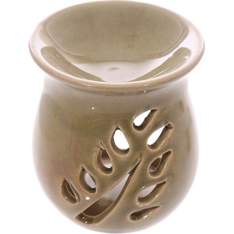 Brûle parfum Feuilles vert en céramique 8 cm (1/2)