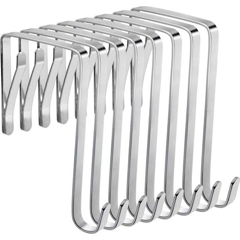 Adjustable Metal Door Hooks, 8 Pack Adjustable Over Door Hooks 10 x 5 cm, Fits Interior Doors with a Thickness of 3.6 to 4.9 cm, No Drilling Hook