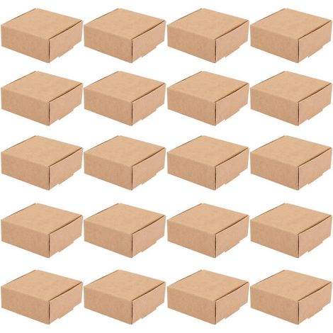20 boîtes d'emballage en papier kraft, petites boîtes d'expédition pour savon, bonbons et autres friandises-7.50X7.50X3.00CM-Brown (1/4)