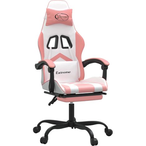 Maison Exclusive - Sedia da Gaming con Poggiapiedi Bianco e Rosa in Similpelle
