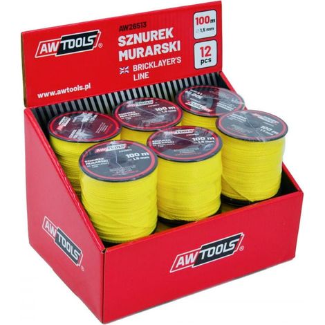 Outil du maçon awtools aw26513 100 m 1,5 mm jaune