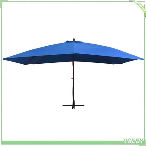 Parasol suspendu - FAFEICY - 47123 - 400x300 cm - Mât déporté en bois - Protection anti-UV (1/5)