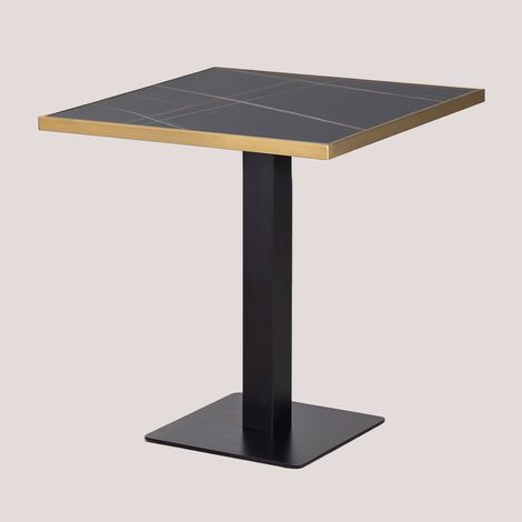 Table de Bar Carrée en Grès (70x70 cm) Galliano SKLUM Noir (1/5)