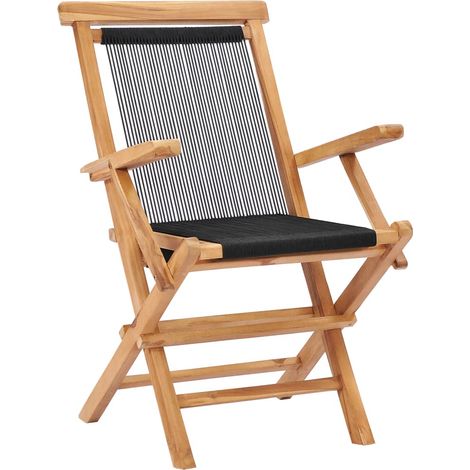 Sedie da Giardino Pieghevoli 2 pz Sedute da esterno Legno Massello di Teak e Corda (1/3)