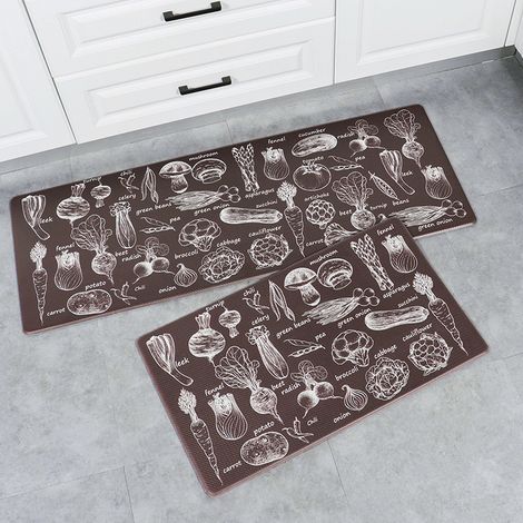 MINKUROW Tappetini Da Cucina 2 Pezzi Lavello Anteriore Antiscivolo Resistente Alle Macchie In Pvc Impermeabile Pulibile Tappeto Runner Stile Moderno Per Soggiorno Cucina Pavimento, 45x75cm + 45x120cm 