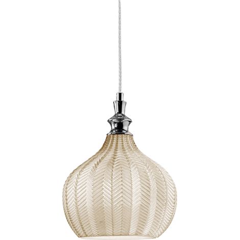 Suspension Cleofe S/11 Ocre - Structure En Métal Chromé Et Verre Ocre Transparent 1Xe27 Max 60W Ip20 - Gealuce (1/3)