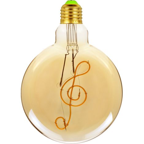 Ampoule LED Edison 4W, culot E27, style rétro, filament en verre, motif notes de musique, lampe antique, design élégant (G125 Musique) (1/5)