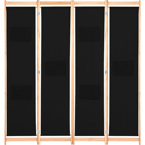 Cloison de séparation 4 panneaux Noir 160x170x4 cm Tissu (1/5)