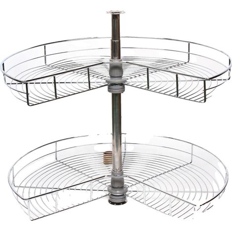 Mueble esquinero con almacenamiento, diseño giratorio de 270°, altura regulable, color plata. (1/2)