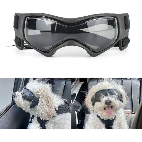 Sonnenschutzbrille für mittelgroße Hunde, Sonnenbrille für kleine Hunde, UV-Schutz mit verstellbaren Riemen – Größe M – Schwarz (1/5)