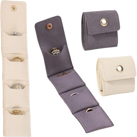 Lot de 2 mini pochettes de voyage pour bijoux, étui pliable à plusieurs compartiments, idéal pour boucles d'oreilles, bagues et colliers. Parfait comme cadeau de voyage, d'anniversaire ou de fêtes (1/5)