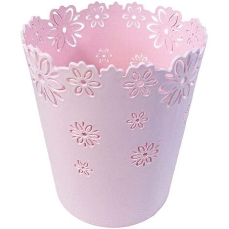 Corbeille à papier en forme de fleur creuse en plastique non couverte (S – Rose)