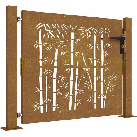 vidaXL Gartenportal 105x105 cm Cortenstahl Bambusdesign