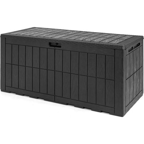 120 Gal Outdoor Deck Box, Black, Waterproof, Lockable