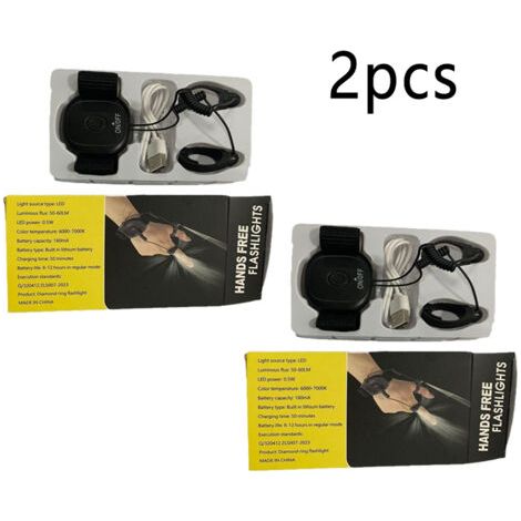2PCS Lampe torche LED rechargeable pour poignet, chargement magnétique sans fil, éclairage rotatif à 360°, idéale pour la course à pied, les promenades avec son chien, la réparation automobile,la pêch