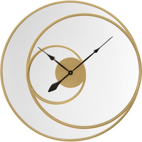 Orologio-specchio da parete XL in ferro dorato