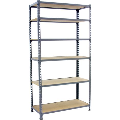 Simonrack Scaffale in metallo grigio e legno 6 livelli