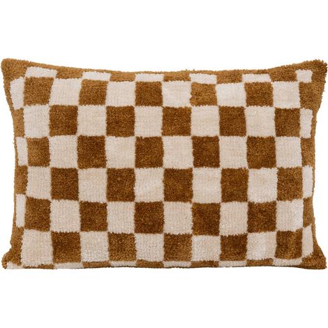 Cuscino a scacchiera itha giallo ocra 38x58cm - Atmosphera créateur d'intérieur (1/3)