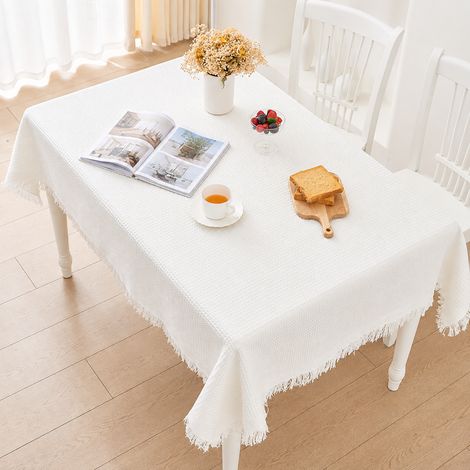 Nappe nid d'abeille blanc 130260cm avec franges tissu mélangé pour table basse bureau 33 × 28 × 6 cm 1,047 kg – Livraison gratuite