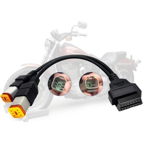 Câble OBD2 pour Harley 4 broches + 6 broches, adaptateur de scanner OBD 2 en 1, avec outil de diagnostic pour motos Harley Davidson. (1/3)