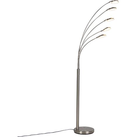 Qazqa – Lampadaire LED en acier 180 cm avec variateur tactile – 5 points lumineux 2500 lumens – Lumière blanc chaud 2700K – Pour intérieur