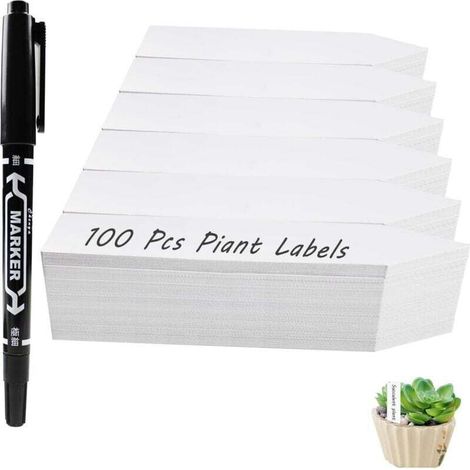 Paquete de 100 etiquetas para jardín, etiquetas de plástico impermeables para huerto, para identificar plantas y verduras. 10 x 2 cm.
