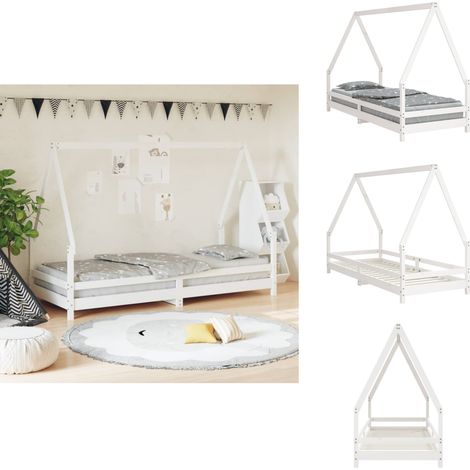 Cadre de lit pour enfants blanc 80x200 cm bois de pin massif - Lit Enfant - Lit Bébé - Bois De Pin - Design Maison - Cadre De Lit (1/5)
