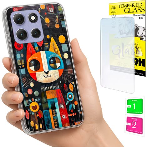 Funda para Motorola Moto G86 Power Photo Case Back Cat + cristal 9H (1/5)