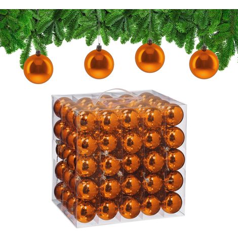Boule de Noël, lot Pratique de 100, Brillante, Orange (1/5)
