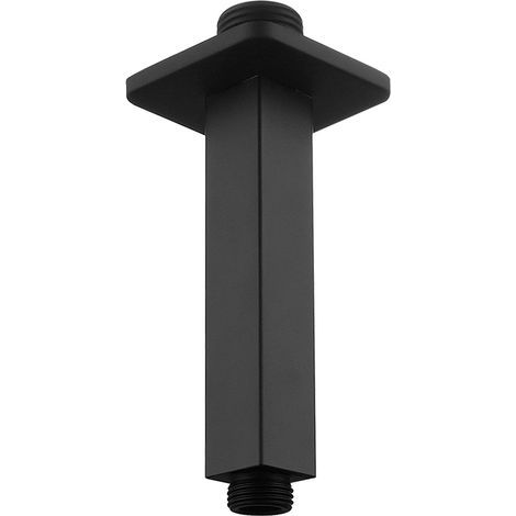 Bras de douche, tube de douche à fixation plafond, bras de douche de remplacement droit, raccord universel 1/2" NPT (10 cm, Noir) (1/5)