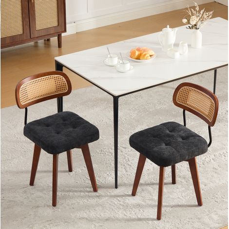 Set di 2 sedie da pranzo girevoli a 360° nere in ciniglia 43x50x77 cm - CHICFURN (1/5)