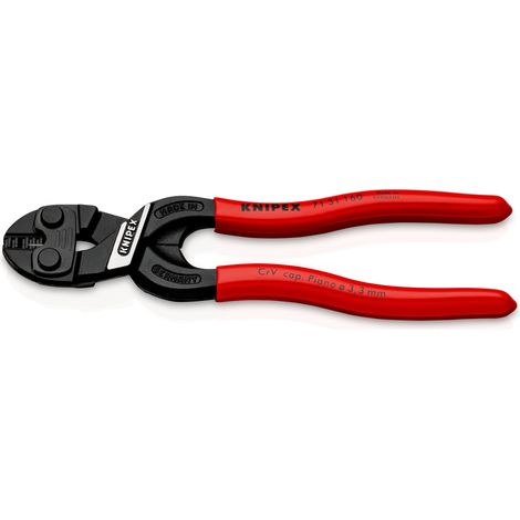 KNIPEX 71 31 160 CoBolt® S Coupe-boulons compactes Avec évidement dans le tranchant gainées en plastique atramentisée noire 160 mm