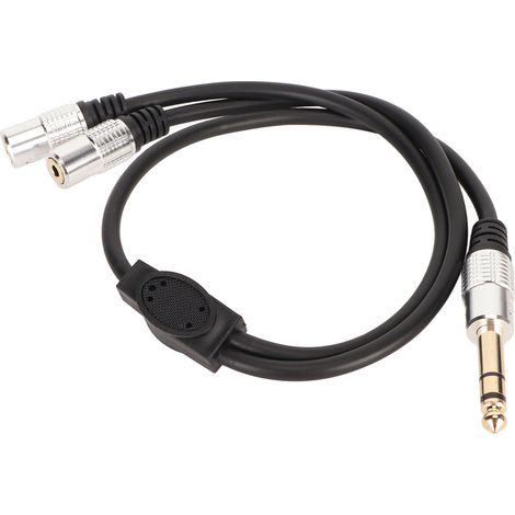 Câble Adaptateur Audio 6.35mm Mâle Vers Dual 3.5mm Femelle - Connecteurs Plaqués Or - Pour Ampli Micro Casque - 1 Pièce (1/5)