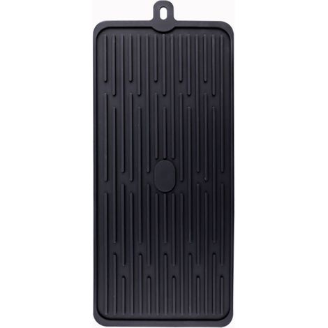 Tapis d'égouttage de cuisine en silicone noir (47 x 20 cm), grille d'égouttage antidérapante, résistant à la chaleur et lavable au lave-vaisselle, pour ranger la vaisselle et les plats.