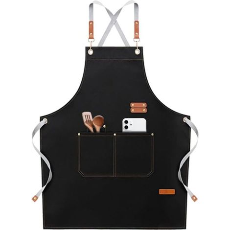 Bardusch - Tablier de Cuisine Professionnel pour Hommes et Femmes - Imperméable, 4 Poches, Bretelles Réglables - Restaurant, Peinture (1/4)