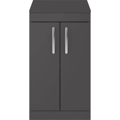 Nuie Athena Floor Standing 2-Door Vanity Unit and Worktop 500mm Wide - Gloss Grey (1/5)