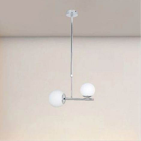 TrAdE Shop Traesio - Lampadario A Sospensione Argento Con 2 Sfere In Vetro Bianco Attacco G9 E27 33498 - (1/5)