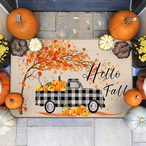Tapis D'Entrée Automne - Motif Citrouille Et Tournesol - 50 X 80 Cm - Pour Intérieur Porte D'Entrée Cuisine - 1 Pièce (1/5)