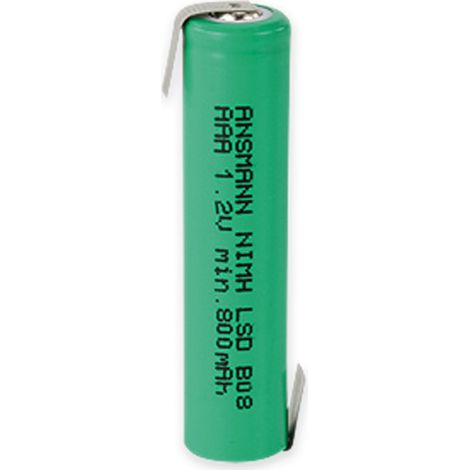 Batterie Micro NiMH ANSMANN maxE, avec languette de soudure, 800 mAh, 1,2 V