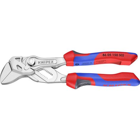 KNIPEX 86 05 150 S02 Pinza chiave con ganasce in materiale ruvido con manici multicomponente cromata 150 mm