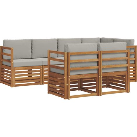 Sectional Sofa Set with Cushion 7 pcs Natural and Light Grey vidaXL (1/5)