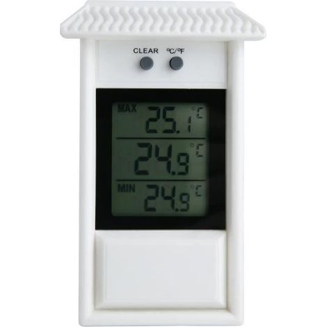 Thermomètre Extérieur - Mémoire des Températures Mini et Maxi - LCD 40 x 46 mm - -20° à +50°C (1/2)