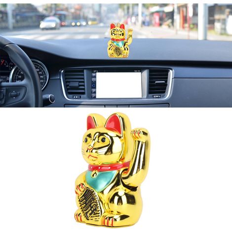 Gato de la suerte con brazo articulado  Figura animada de plástico de 18 cm de altura  Amuleto de la suerte con movimiento para la oficina, el hogar o como regalo. (1/5)