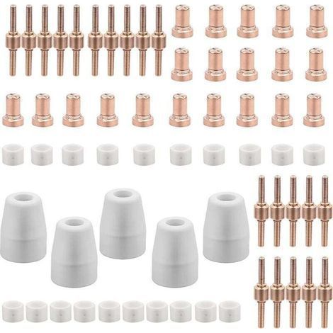65 Pieces PT31 Plasma Cutter Consumables 30 40 50 Plasma Cutter Consumables Plasma Cutter Accessory Electrode Tip Nozzle (1/4)